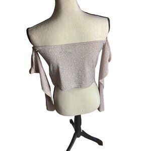 Women's Forever 21 Glitter Crop Top With Open Shoulders * 1X * Peach*Nylon Blend
